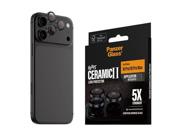 PanzerGlass ® Hoops® Ceramic Camera Lens Protector iPhone 18 Pro | 18 Pro Max, Apple - iPhone 2026 Pro, Apple - iPhone 2026 Pro Max, Asennus kuivan...