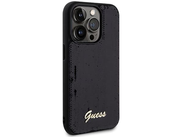 Guess Sequin Script metall-deksel til iPhone 13 Pro Max - svart