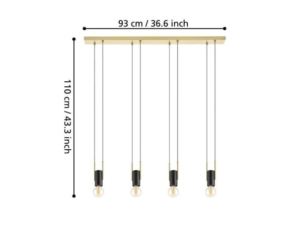 EGLO BITACHITO PENDEL E27 L930 SORT/BM