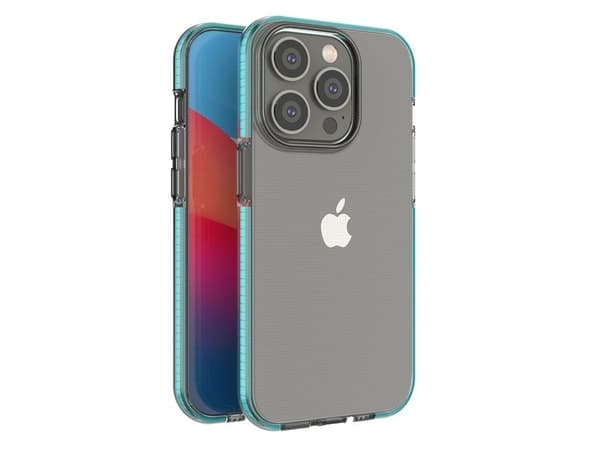 Spring Case-deksel til iPhone 14 Pro - silikondeksel med ramme lys blå