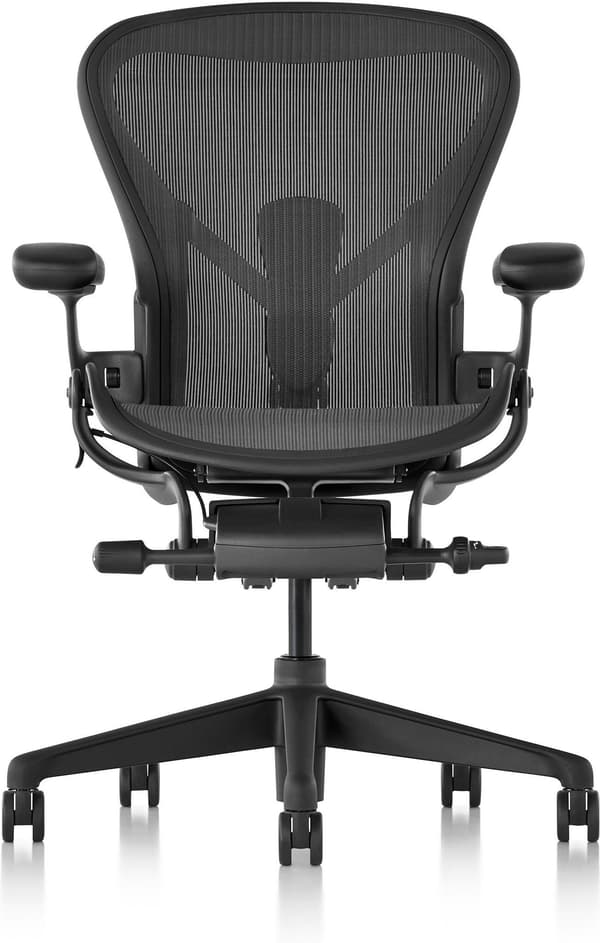 Herman Miller Aeron Remastered office chair, graphite, size B, depth-adjustable backrest