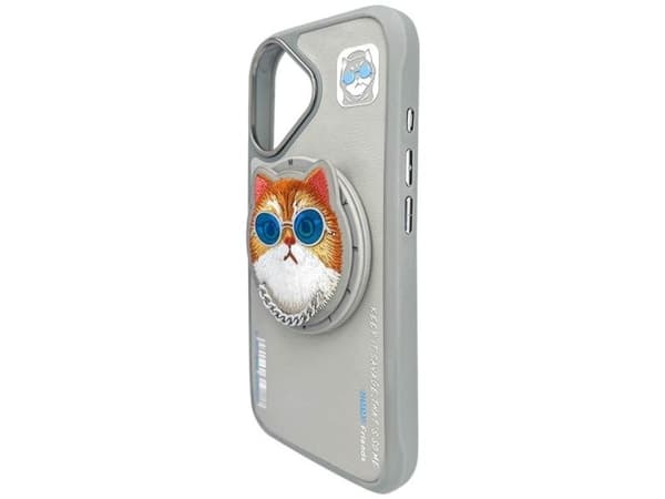 Scool Nimmy Glasses Cool Cat mobildeksel til iPhone 16, grå