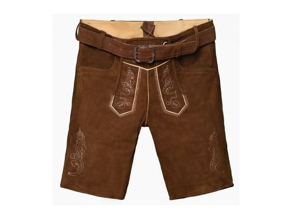 Ægte lederhosen med bælte, brun