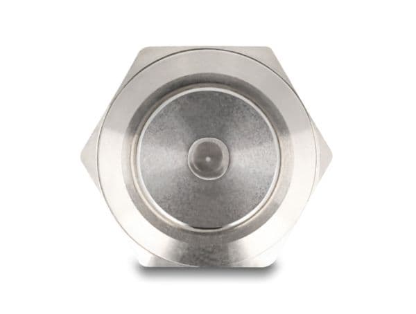 Delock - Push button - for 12 mm installation, 4 x solder connection, green LED dot - panelmonterbar - AC 230 V - sølv