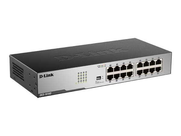 D-Link DGS-1016D/E, Hallitsematon, Täysin kaksipuolinen, Telineasennus