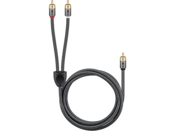 Goobay 65300, 2 x RCA, Hankjønn, RCA, Hankjønn, 2 m, Sort, Sølv