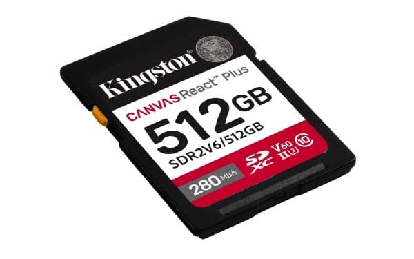Kingston Canvas React Plus - Flashminnekort - 512 GB - Video Class V60 / UHS-II U3 / Class10 - SDXC UHS-II