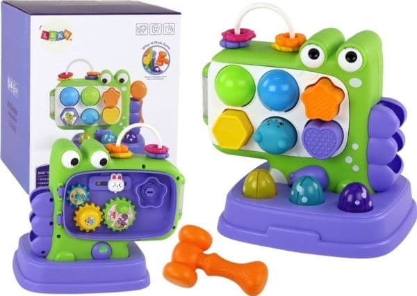 LeanToys dinosaurpanel pedagogisk Whac-A-Mole-sorterer lilla