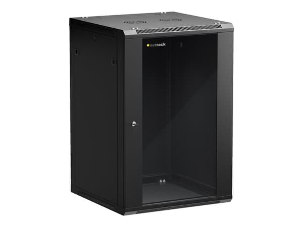 Netrack - Rack skåp - väggmontering - svart - 18U - 19"