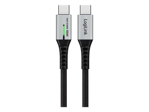 LogiLink USB-C 20 Gbps, 100W 0.3m punottu musta