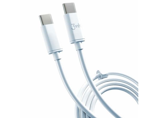 3MK Hyper Cable USB-C/USB-C 2m 100W kaapeli Biały/Valkoinen