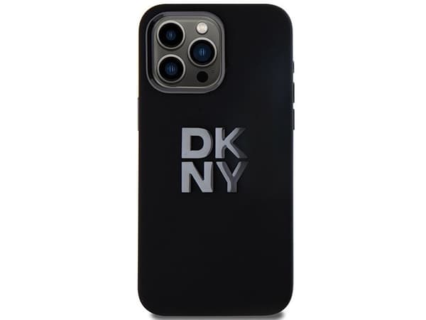 DKNY Liquid Silicone metal logo-deksel for iPhone 15 Pro Max sort