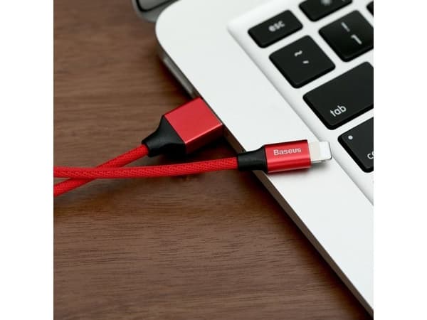 Baseus Yiven, 1,8 m, Lightning, USB A, Hankjønn, Hankjønn, Rød