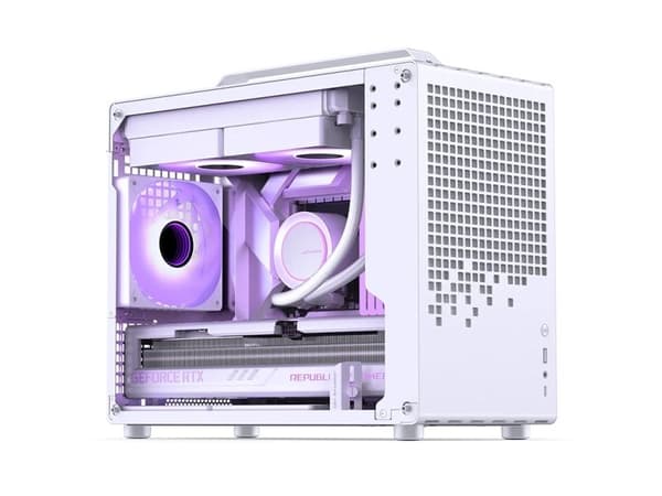 Jonsplus Z20 Mesh PC-koffert, Mini Tower, Micro-ATX, med bærehåndtak - hvit