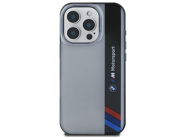 BMW Motosport IML Vertical Stripe-etui til iPhone 16 Pro - grå