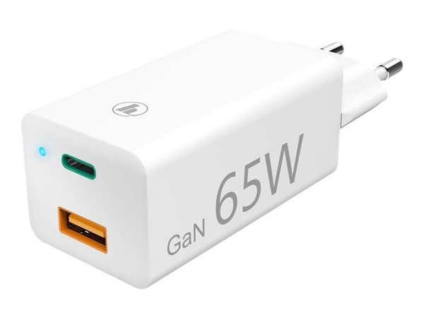 Hama Prime Line - Strömadapter - 65 Watt - 3 A - PD, QC 3.0 - 2 utdatakontakter (USB typ A, USB-C) - vit