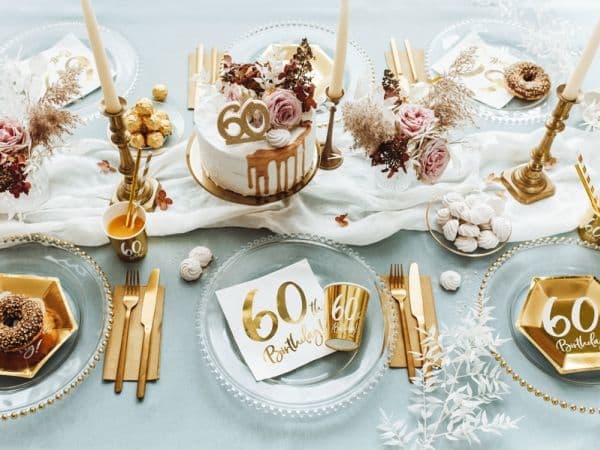 Servietter 60th birthday, guld