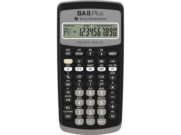 Finansregner Texas BA-II Plus, sort, 10 cifre