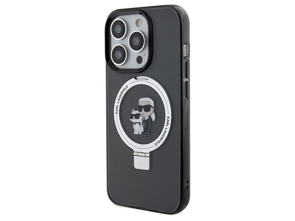 Etui Karl Lagerfeld Ring Stativ Karl&Choupettte MagSafe på iPhone 14 Pro - sort