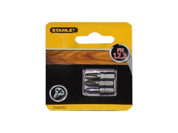 Stanley STA61023-XJ, 3 styck, Phillips, PH1/2/3, 25 mm, Hexagonal