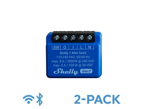 Shelly Plus 1 Mini Gen3 (dobbeltpakke)