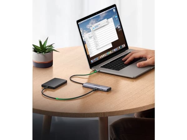 USB-C hub UGREEN CM473, 2 x USB-A 3.0 - 2 x USB-C, 0,20 cm, grå