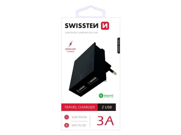 Swissten 22031000, Innendørs, AC, 3 A, Sort