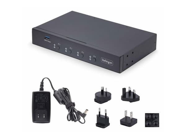 Startech 4-Port KM Switch with Mouse Roaming, USB Switch for Keyboard/Mouse, 3.5mm and USB Audio, Peripheral Sharing for 4 Computers, USB 3.0 Switc...
