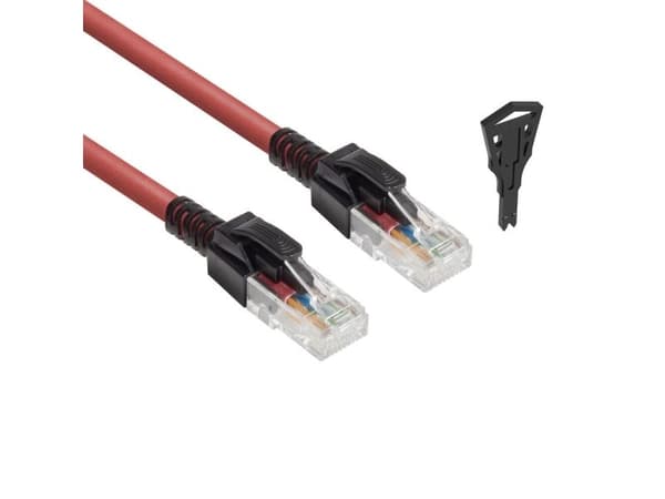 ACT Red 1 meter U/UTP CAT6A LSZH lockable patch cable snagless with RJ45 connectors (FB5501)