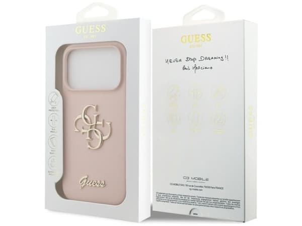 Guess Silicone Big 4G Script Case for iPhone 17 Pro - Pink