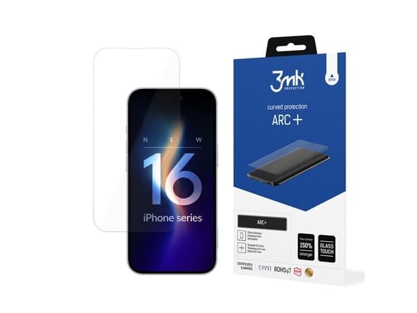 3MK ARC+, Apple, iPhone 16, Impact resistant, Scratch resistant, Transparent, 1 pc(s)
