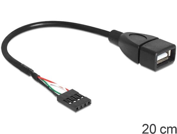Delock - Intern-til-ekstern USB-kabel - USB (hunn) til 4-pins USB 2.0-header (hunn) - 20 cm
