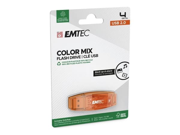 EMTEC C410 Color Mix - USB-flashstasjon - 4 GB - USB 2.0