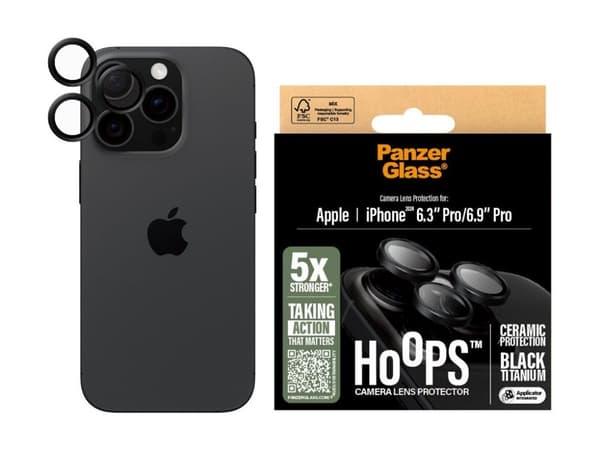 PanzerGlass ® Hoops® Ceramic Camera Lens Protector iPhone 16 Pro | 16 Pro Max, Apple, Apple - iPhone 16 Pro, Apple - iPhone 16 Pro Max, Asennus kui...