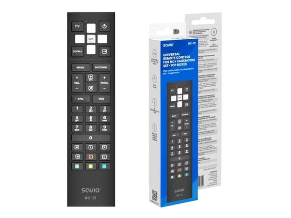 Savio RC-21, TV-mottaksboks, IR Kabelfri, Trykknapper, Sort