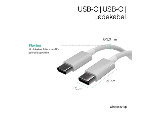 S/CONN maximum connectivity FL31-12053, 2 m, USB C, USB C, USB 2.0, 0,48 Gbit/s, Vit