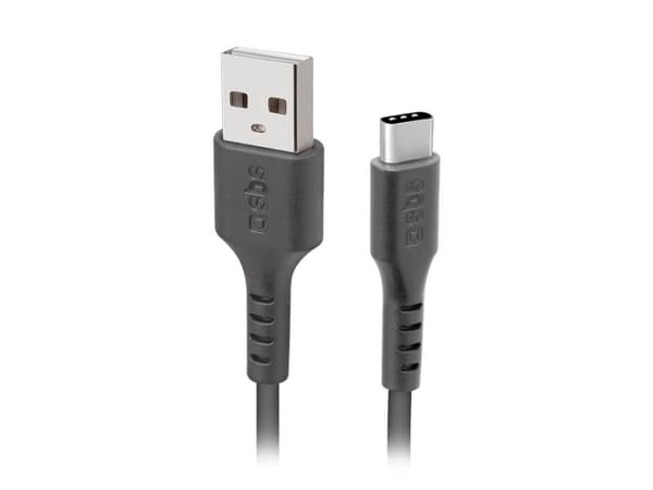 SBS Mobile USB-A - USB-C 2 m USB-kaapeli Musta (1027841)