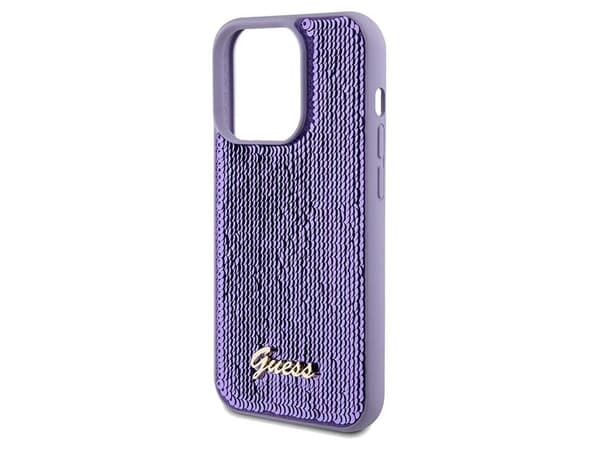 Guess Sequin Script Logo Case for iPhone 14 Pro Max Purple