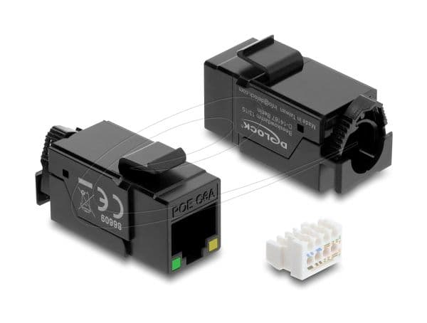 Delock - Trapetsjack - with PoE LED - CAT 6a - UTP - RJ-45 - svart