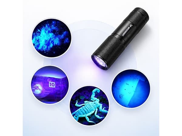 Wozinsky WLD-9L IP65 UV Flashlight for Trace Detection - Black