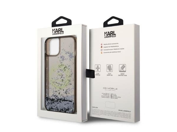 Karl Lagerfeld flytende glitter RSG-deksel til iPhone 14 Plus - sort