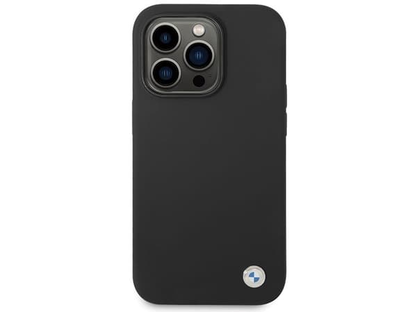BMW Silicone Metal Logo iPhone 15 Pro Max Case - Black