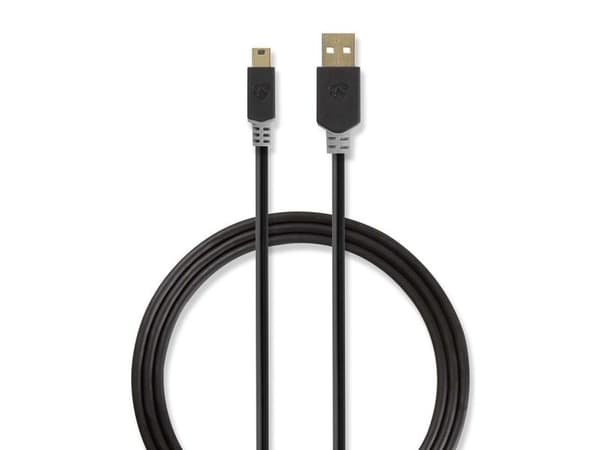 Nedis CCBW60300AT20, 2 m, USB A, Mini-USB B, USB 2.0, 480 Mbit/s, Anthracit
