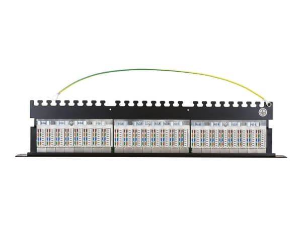 DELTACO PAN-200 - Patch-panel - rackmontering - CAT 6a - STP - RJ-45 X 24 - svart - 1U - 19"