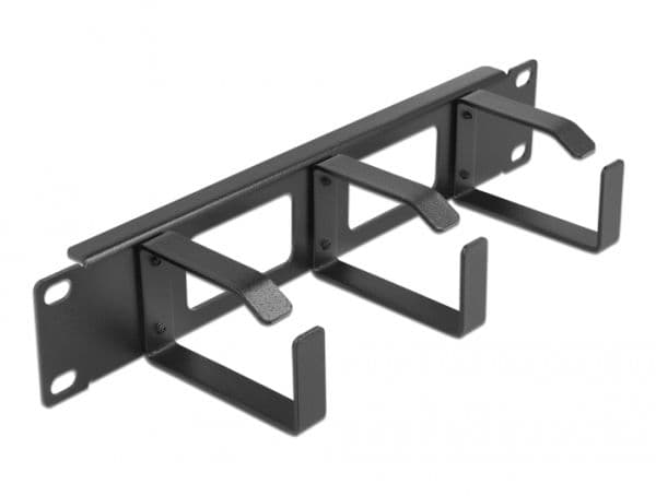 Delock - Panel för kabelhantering - with 2 openings and 3 hooks - svart - 1U - 10"