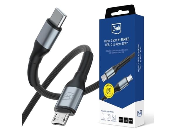 3mk Hyper Cable N-SERIES USB-C / MicroUSB 1 m QC 3.0 5 V/2 A 10 W – lajittele