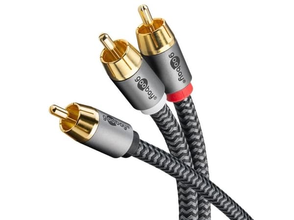 Goobay 65300, 2 x RCA, Jack, RCA, Jack, 2 m, musta, hopea