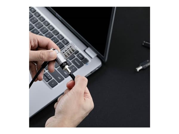 Startech - Lås för säkerhetskabel - 3-in-1, keyed alike/combination security cable lock, anti-theft - svart & silver - 2 m - TAA-kompatibel (paket ...