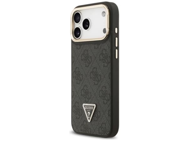 Guess 4G PU Triangle Logo &amp; Stand Camera Magsafe Case for iPhone 17 Pro Max - Black