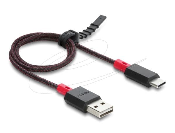 DeLOCK 81541, 0,5 m, USB A, USB C, USB 2.0, Punainen, Musta